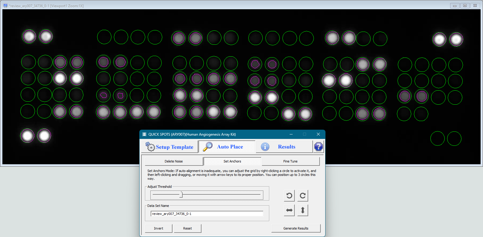 Align template with antibody array
