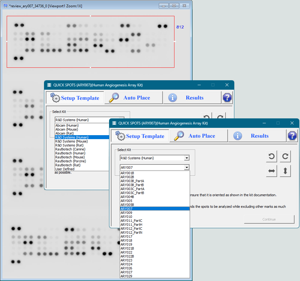 Select antibody array model and image